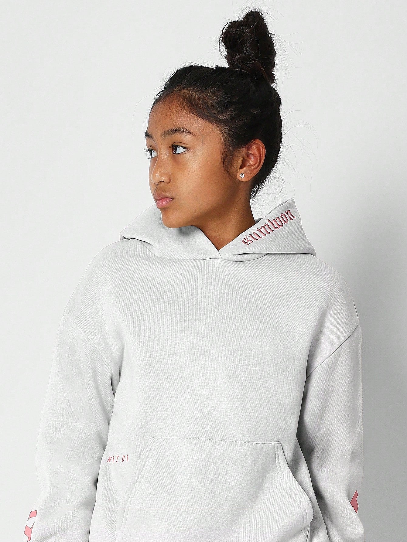 Tween Girls Overhead Hoodie With Immense New York Graphic Print