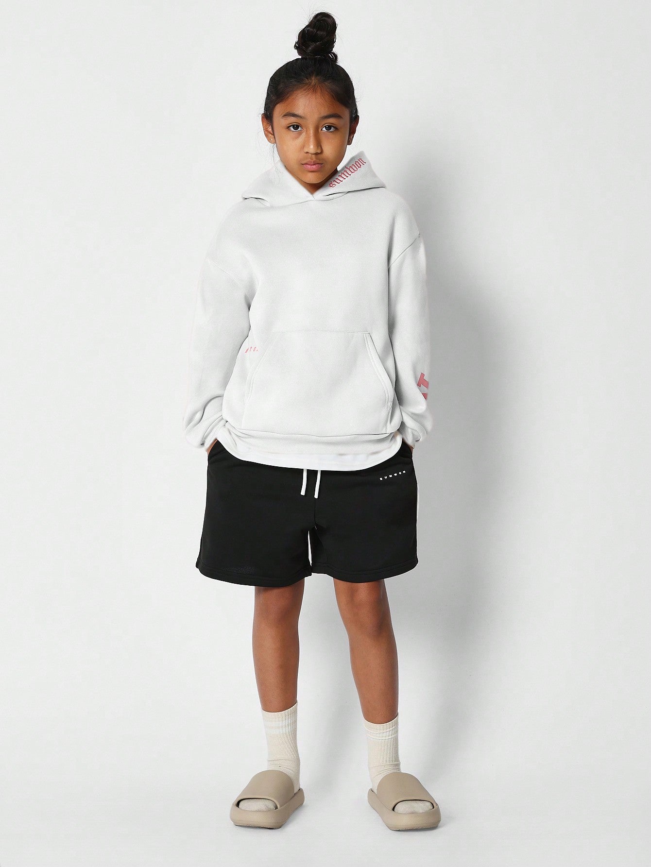 Tween Girls Overhead Hoodie With Immense New York Graphic Print