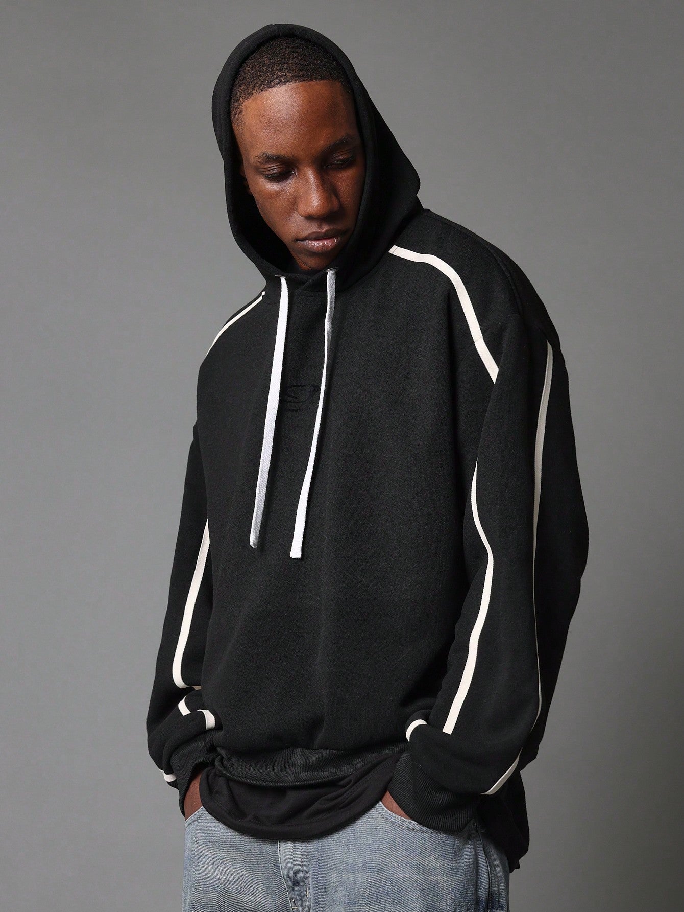 Regular Fit Overhead Hoodie With Piping