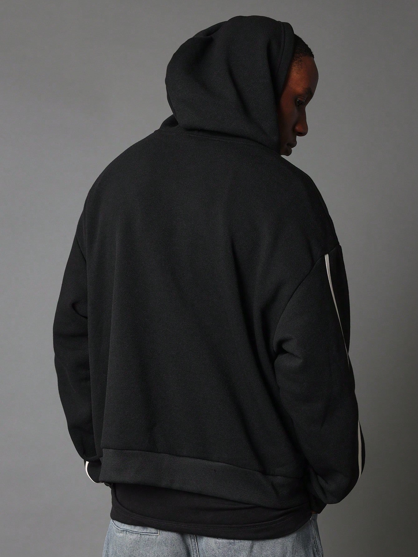 Regular Fit Overhead Hoodie With Piping