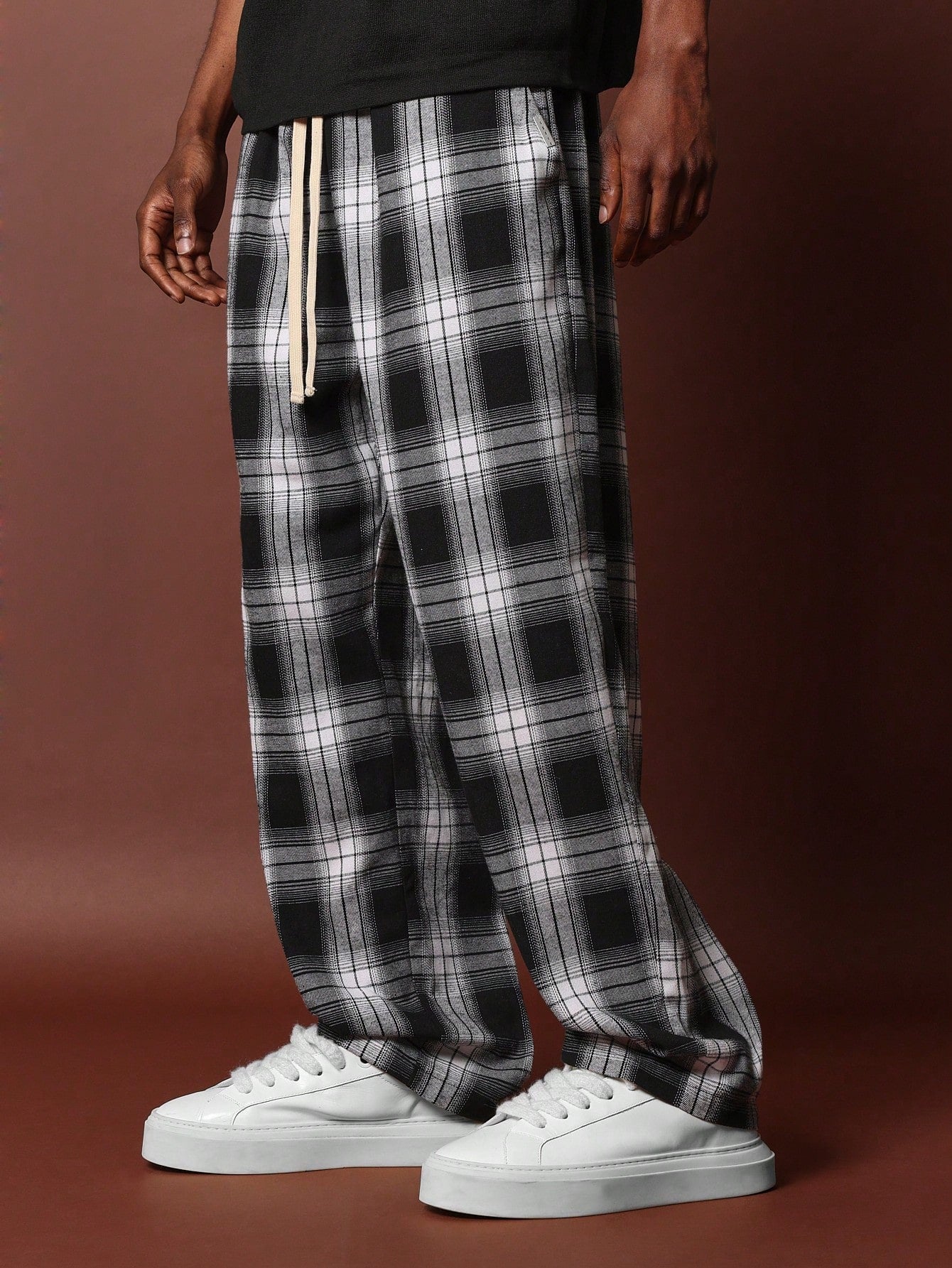 Loose Fit Pull On Check Pant