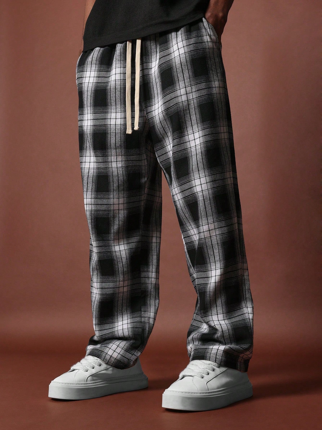 Loose Fit Pull On Check Pant