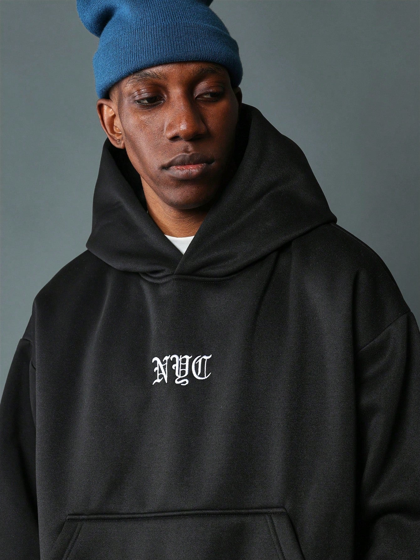 Crop Fit Overhead Hoodie With Embroidery Pattern