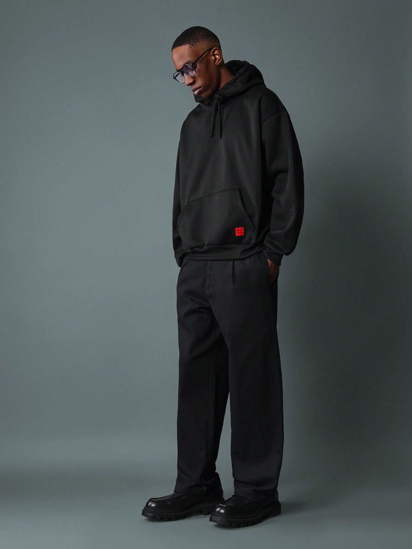 Regular Fit Overhead Hoodie With Hood Drawcords