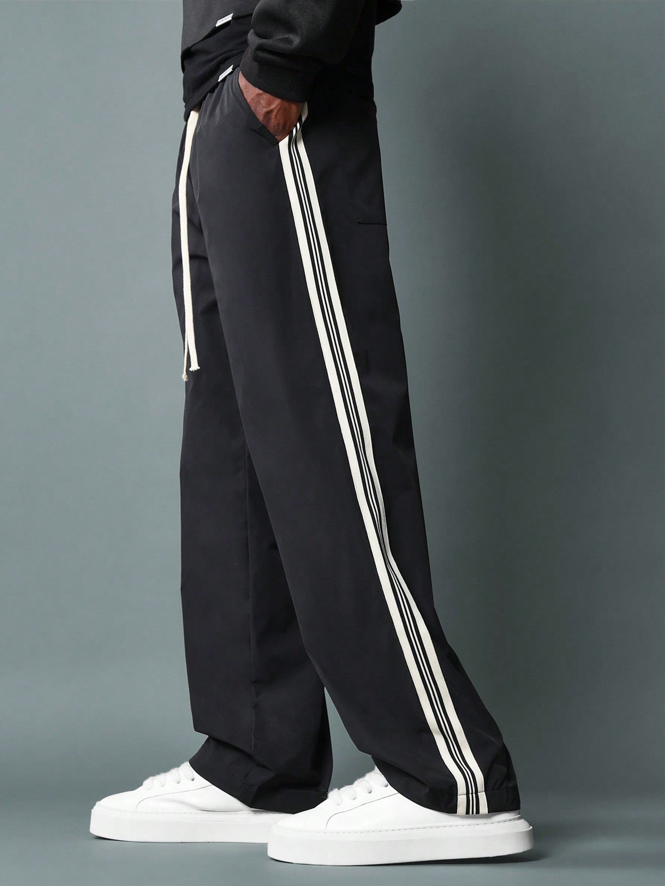 Nylon Flare Fit Pants With Tape Detail