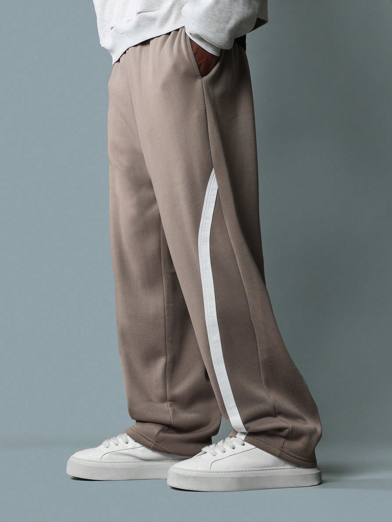 Straight Fit Sweatpants With Jacquard Tape Detail