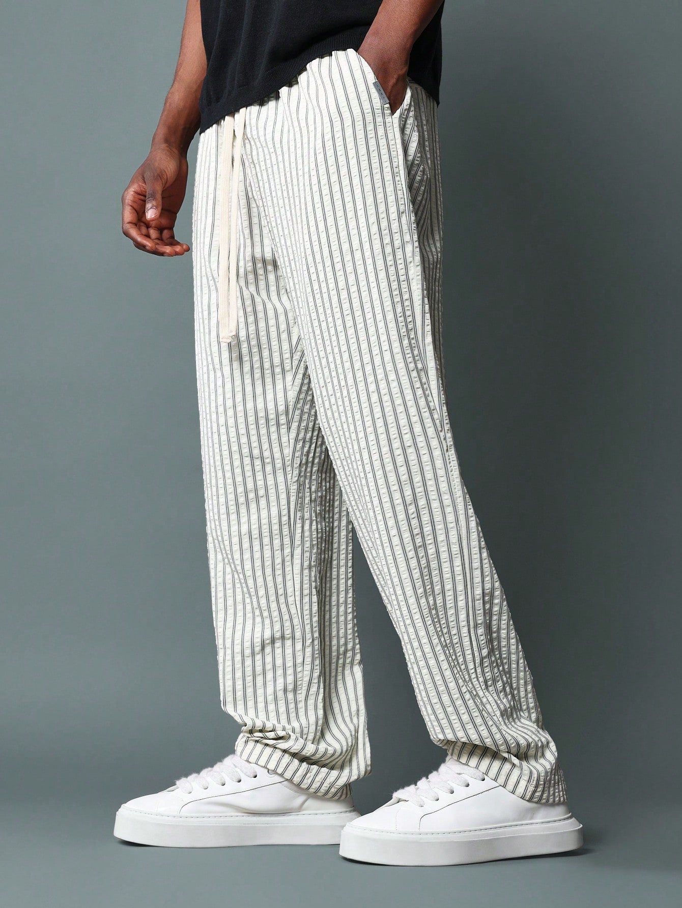 Slim Fit Stripe Pull On Pants