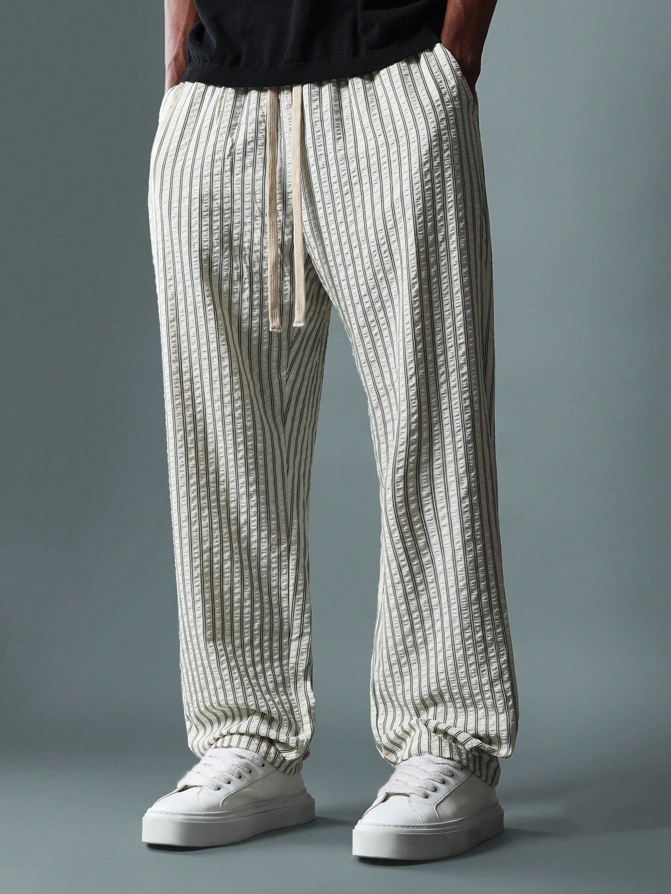 Slim Fit Stripe Pull On Pants