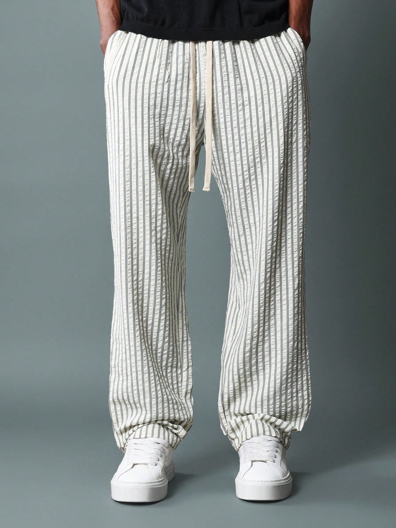 Slim Fit Stripe Pull On Pants