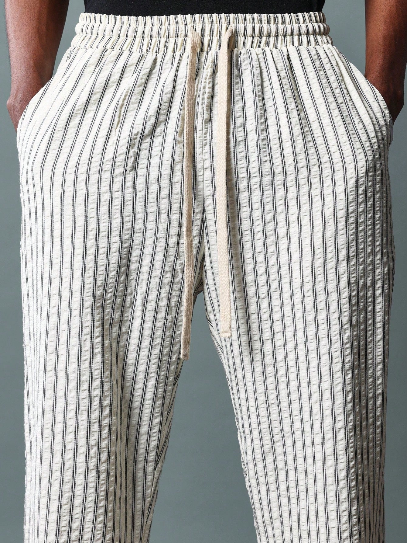 Slim Fit Stripe Pull On Pants