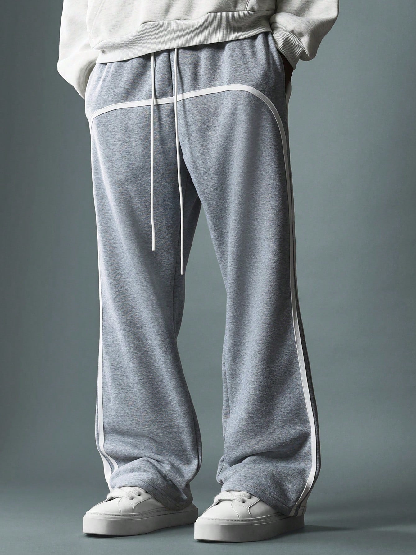 Flare Fit Sweatpants With Tape Detail & Drawstrings