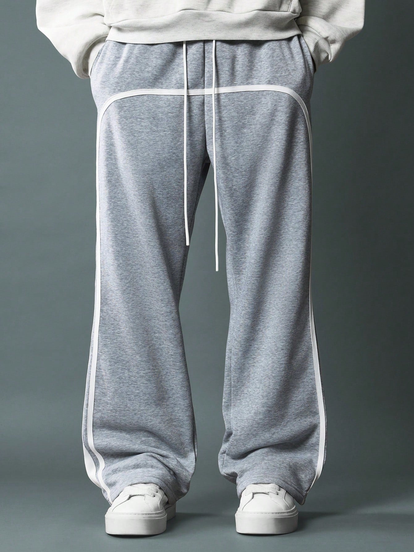 Flare Fit Sweatpants With Tape Detail & Drawstrings