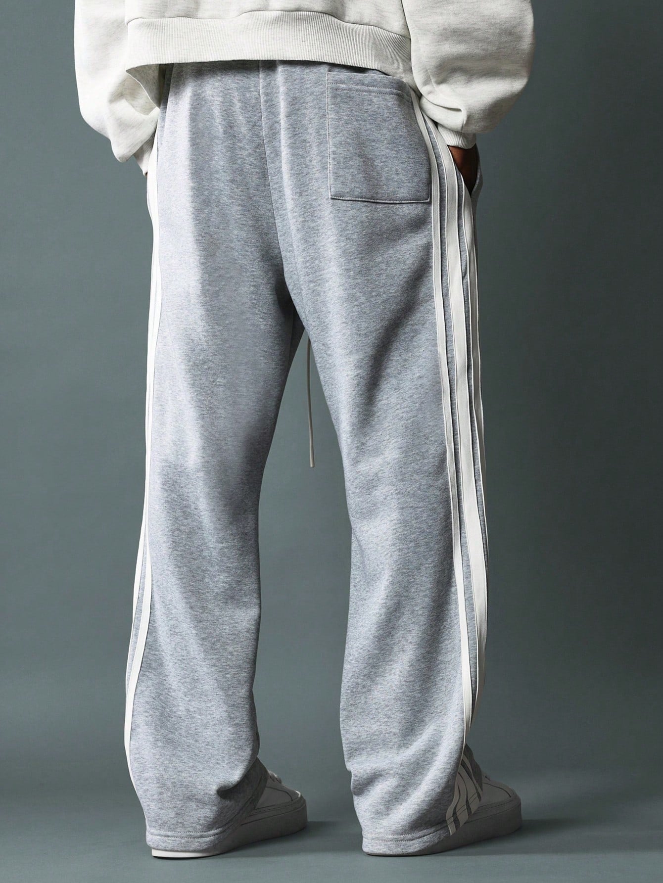 Flare Fit Sweatpants With Tape Detail & Drawstrings