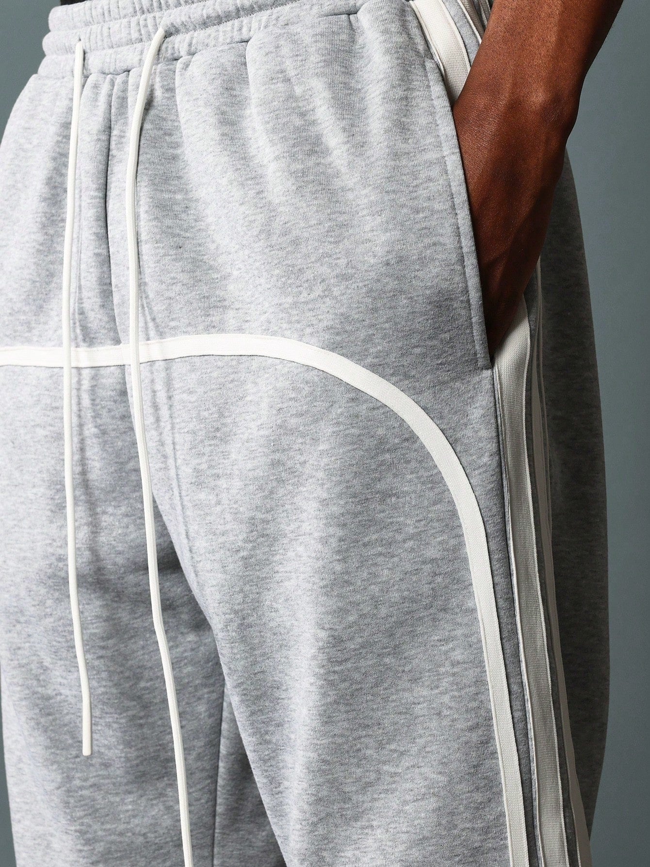 Flare Fit Sweatpants With Tape Detail & Drawstrings