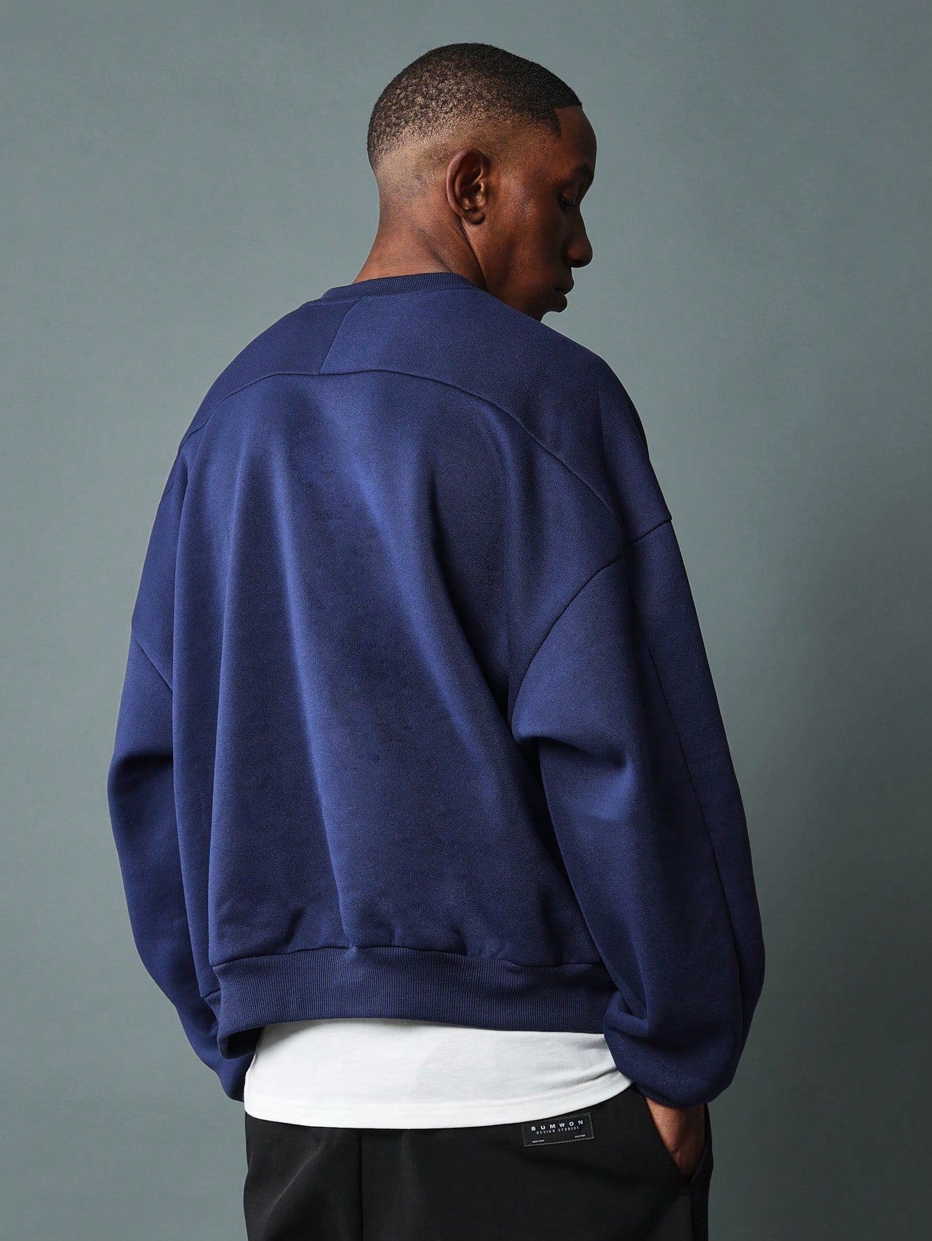 Crop Crew Neck Halft Zip Sweatshirt