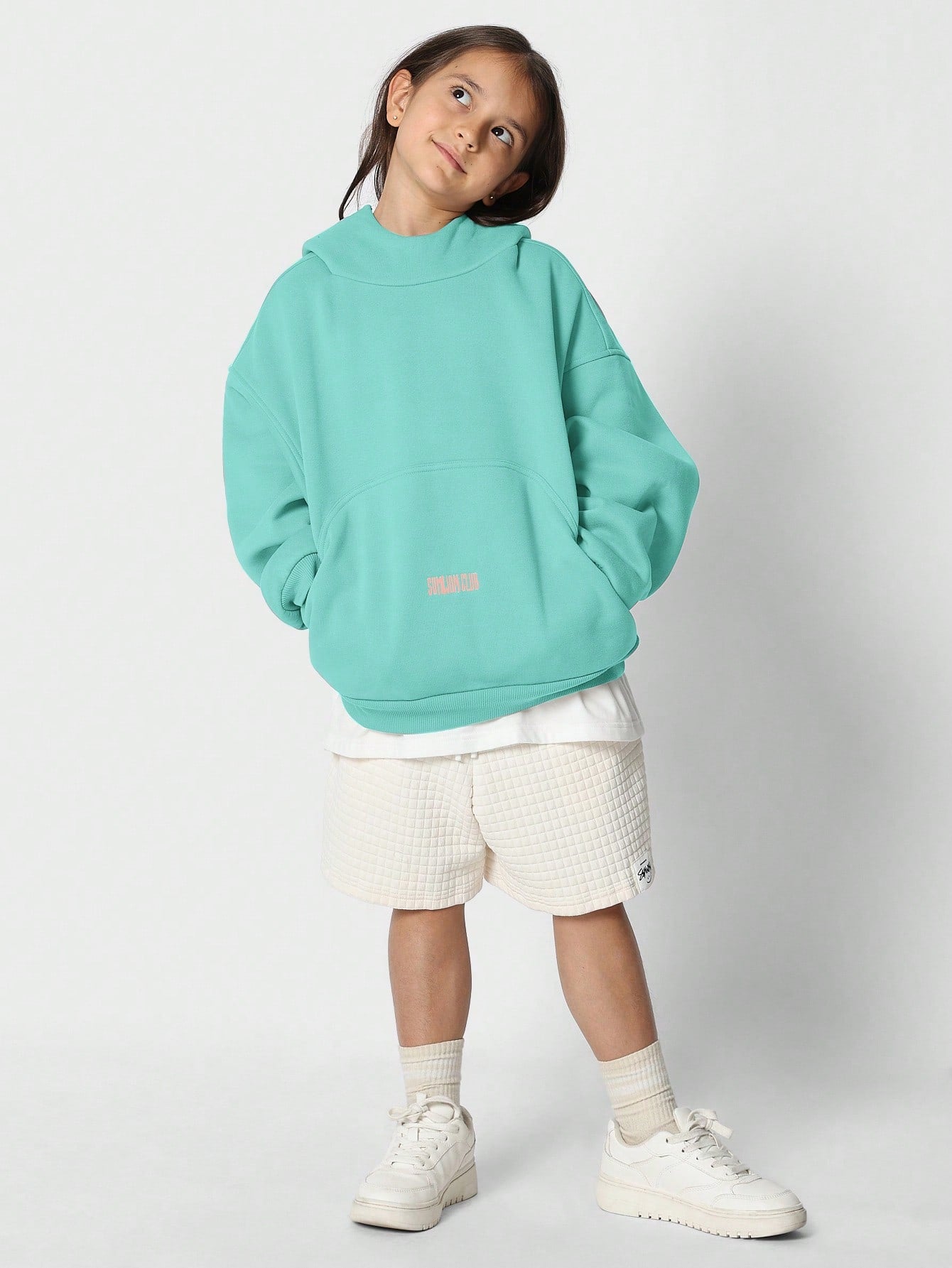 Tween Girls Oversized Fit Overhead Hoodie With Embroidery