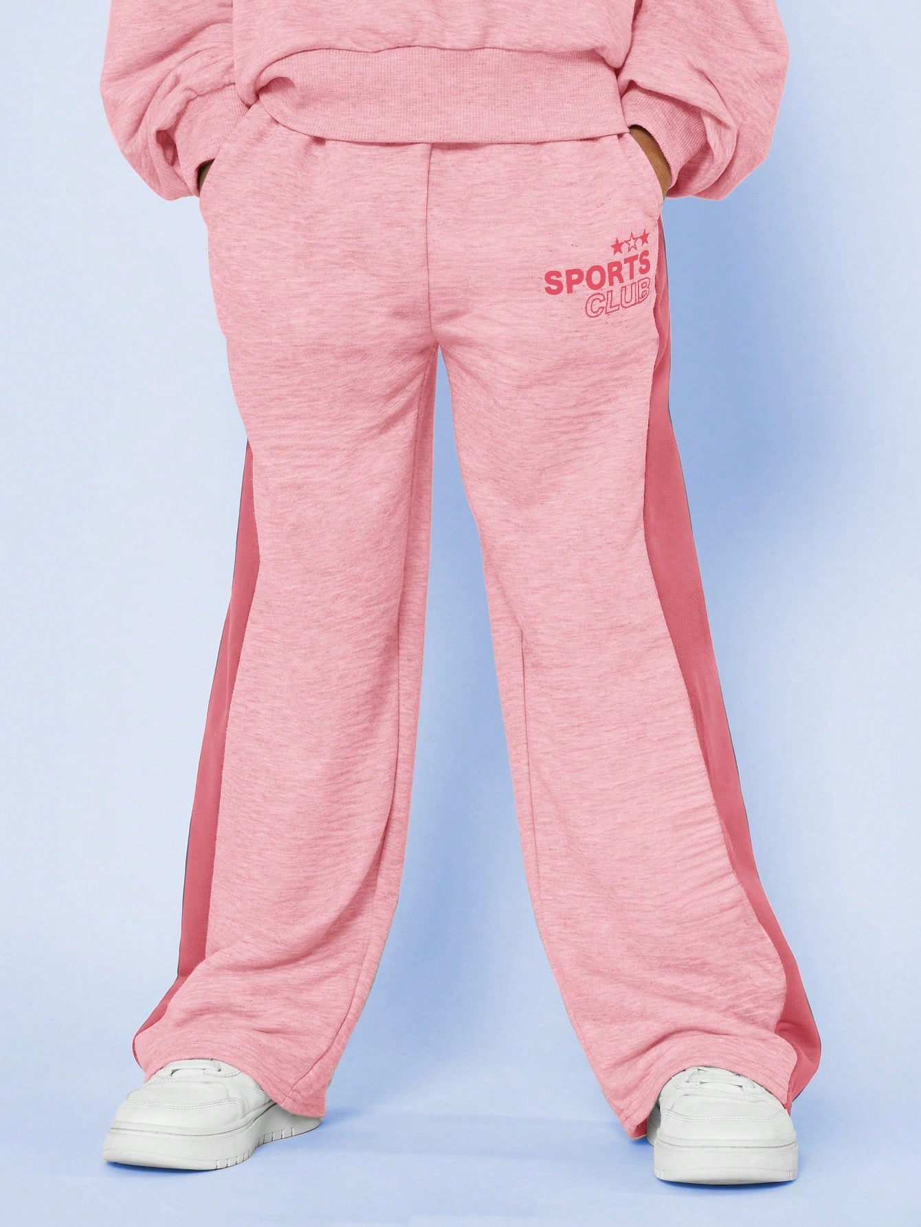 Tween Girls Overhead Hoodie And Contrast Colour Straight Fit Pant With Graphic Print 2 Piece Set