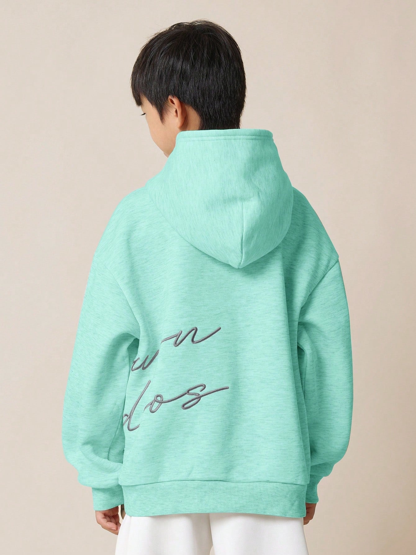 Tween Boys Regular Fit Overhead Essential Hoodie With Large Embroidery