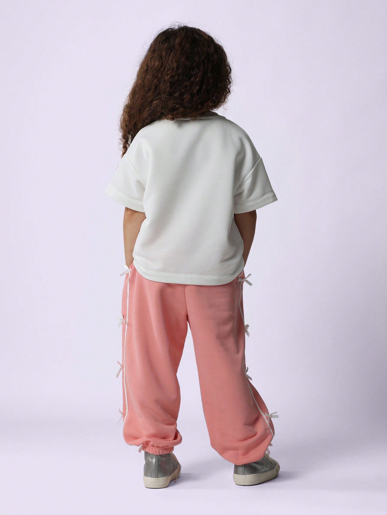 Young Girls Comfy Straight Fit Bow Side Panel Jogger