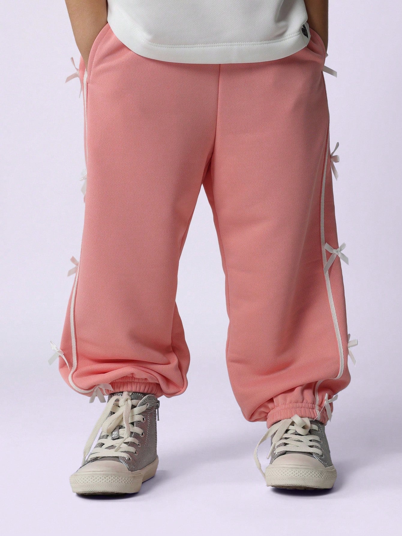 Young Girls Comfy Straight Fit Bow Side Panel Jogger