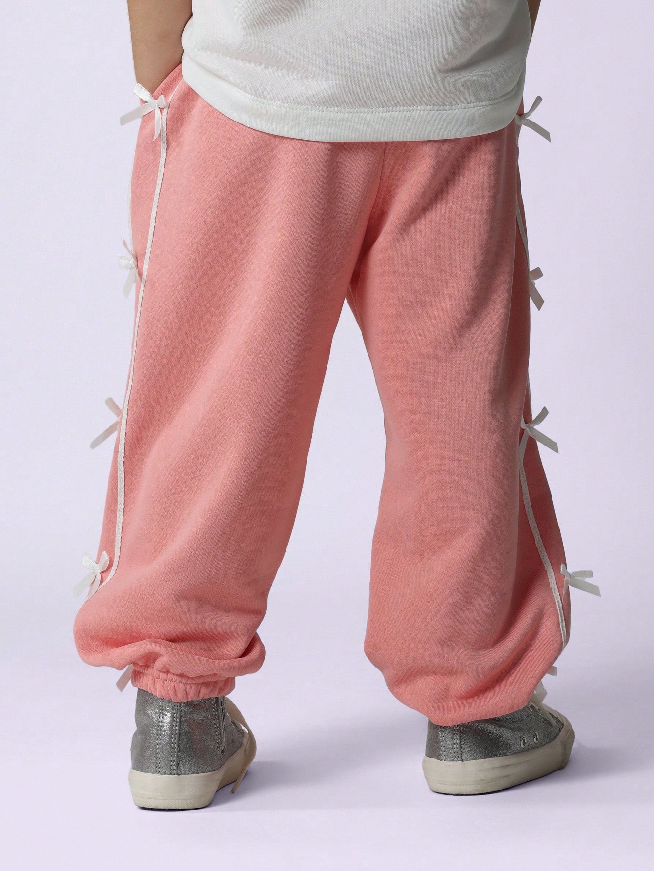 Young Girls Comfy Straight Fit Bow Side Panel Jogger