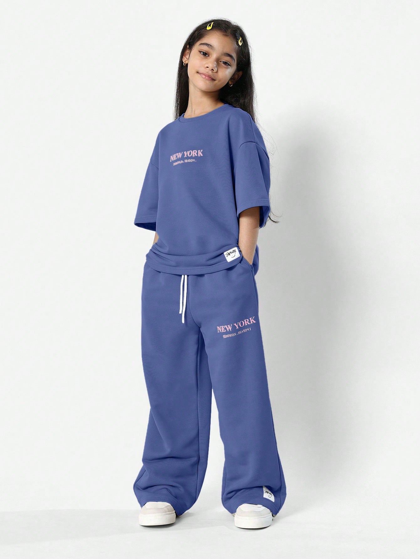 Tween Girls Everyday Oversized Tee And Loose Fit Jogger With New York Graphic Print 2 Piece Set