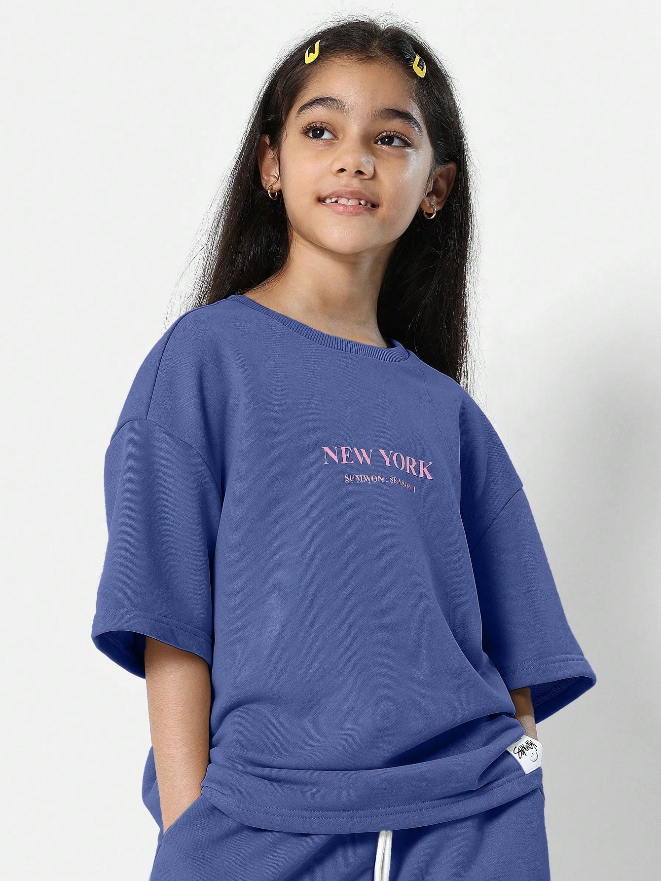 Tween Girls Everyday Oversized Tee And Loose Fit Jogger With New York Graphic Print 2 Piece Set