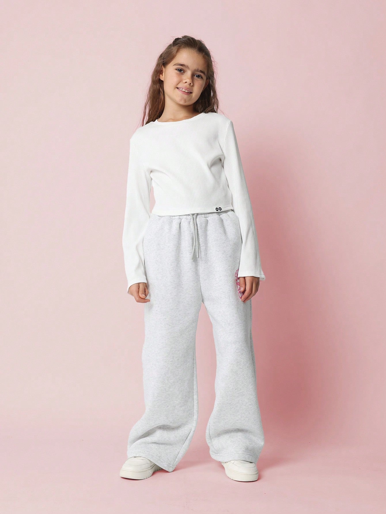 Tween Girls Comfy Tight Fit Flare Sleeve Crop Rib Tee