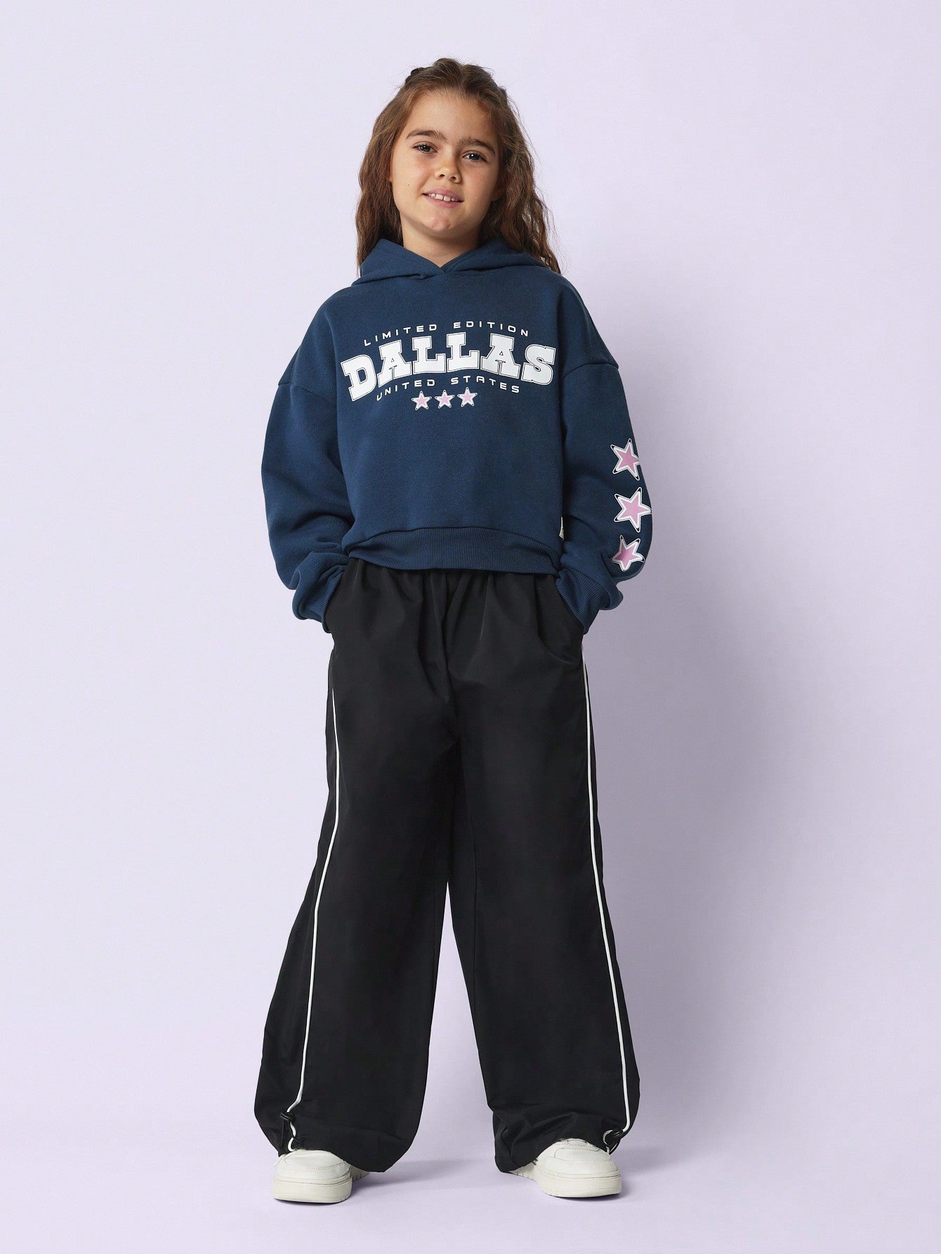 Tween Girls Comfy Boxy Overhead Dallas Graphic Printed Hoodie