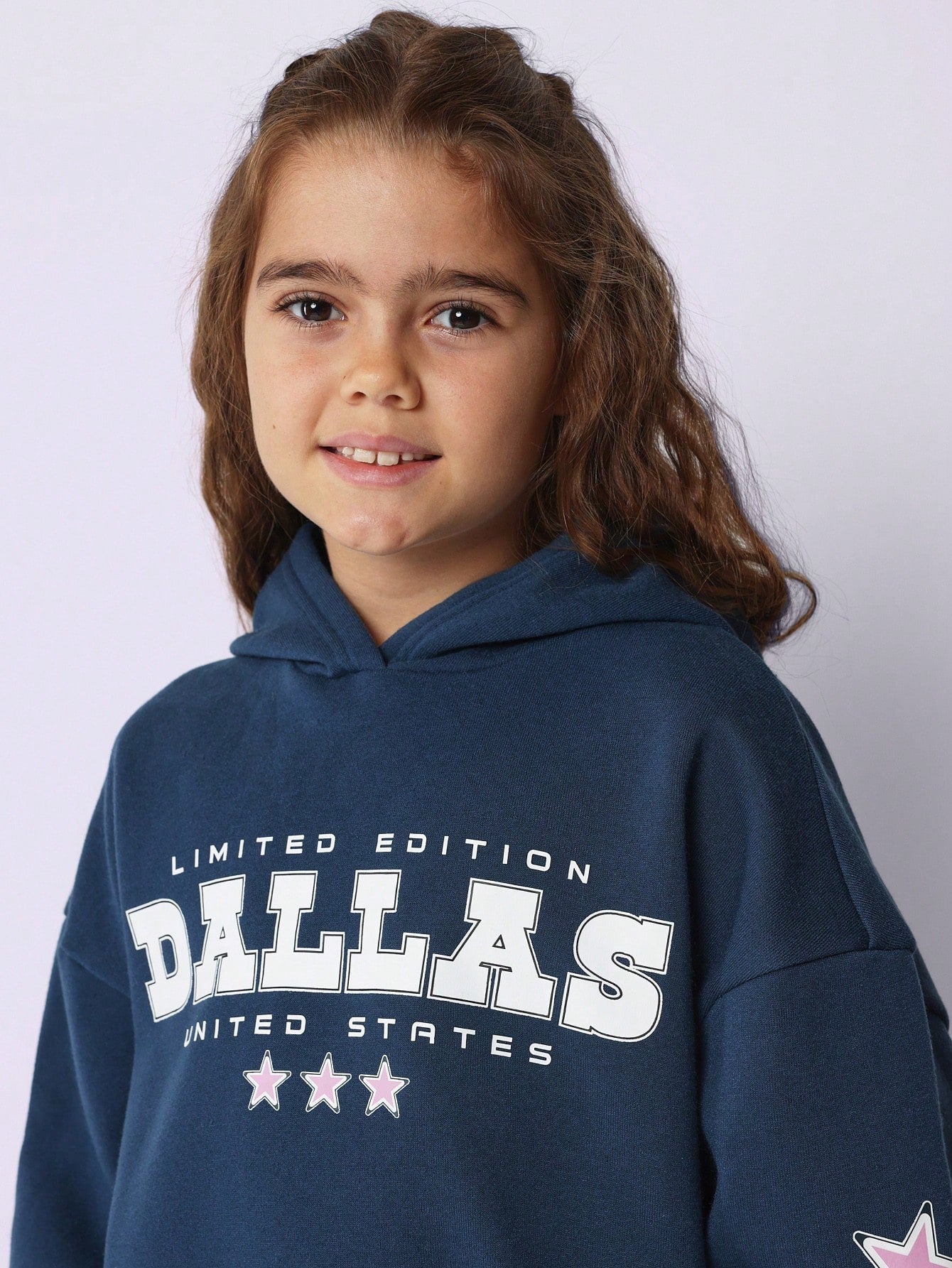 Tween Girls Comfy Boxy Overhead Dallas Graphic Printed Hoodie