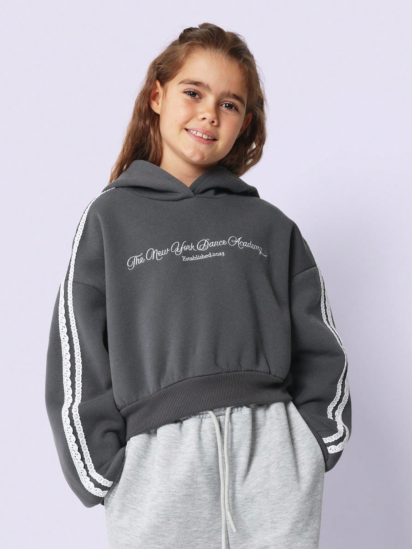 Tween Girls Comfy Overhead Vintage Lace Hoodie