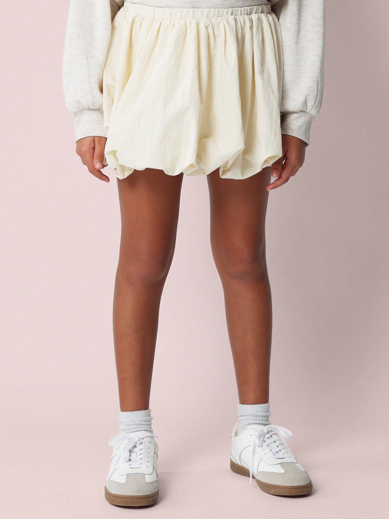 Tween Girls Comfy Cropped Sweatshit With Brklyn Graphic Print And Puffball Mini Skirt 2 Piece Set