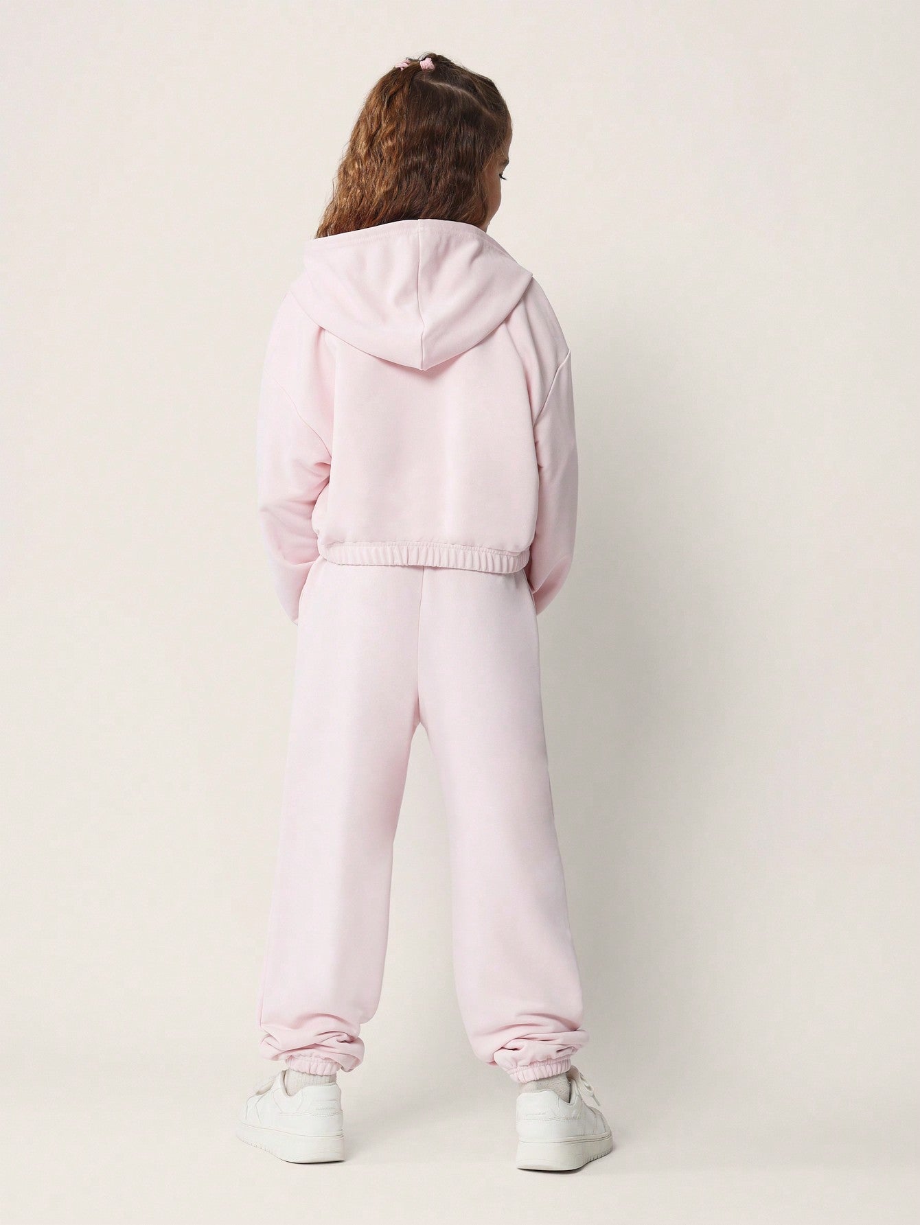 Tween Girls Comfy Crop Zip-Up Hoody And Jogger With Seam Details 2 Piece Set