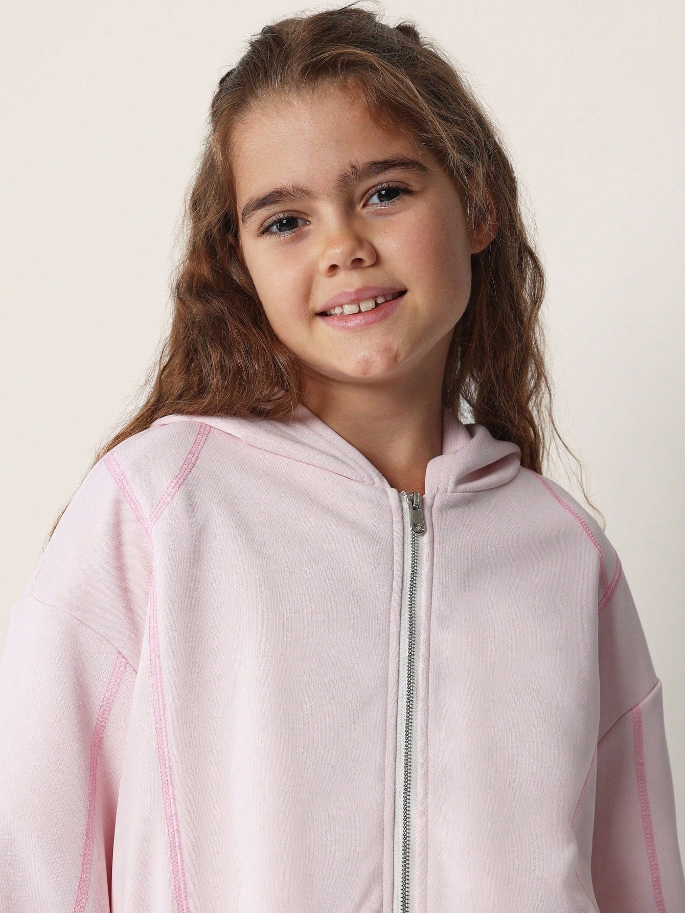 Tween Girls Comfy Crop Zip-Up Hoody And Jogger With Seam Details 2 Piece Set