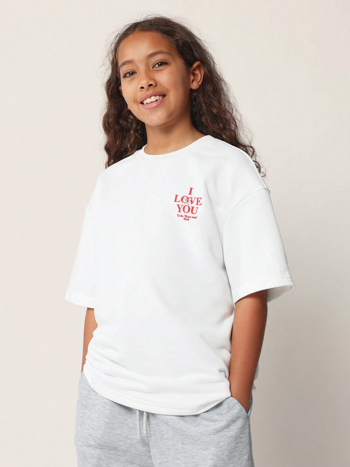 Tween Girls Comfy Oversized Fit Short Sleeve Tee With Graphic Print