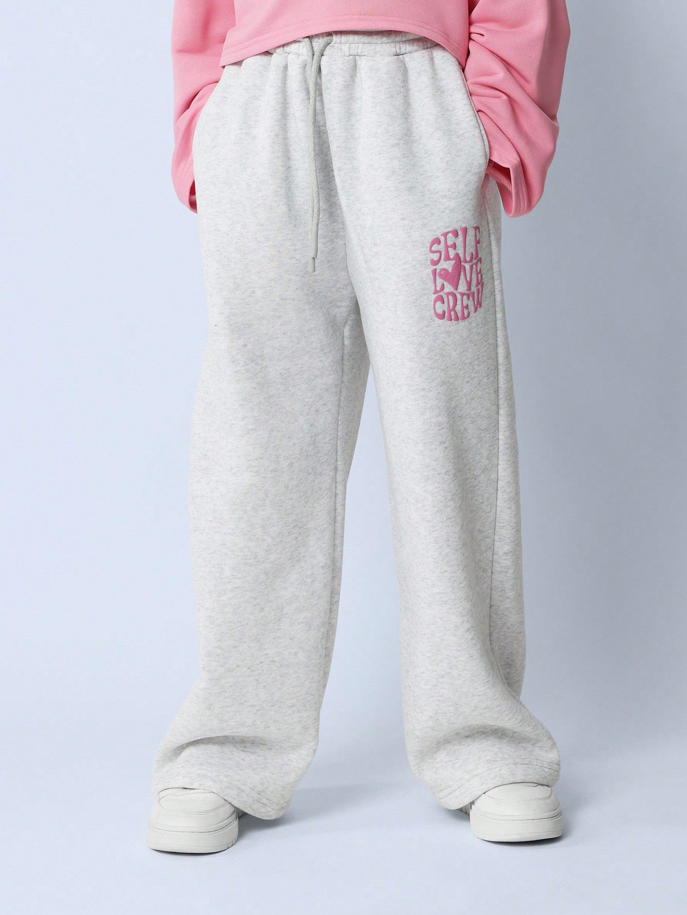 Tween Girls Straight Fit Sweatpants With Graphic Printed