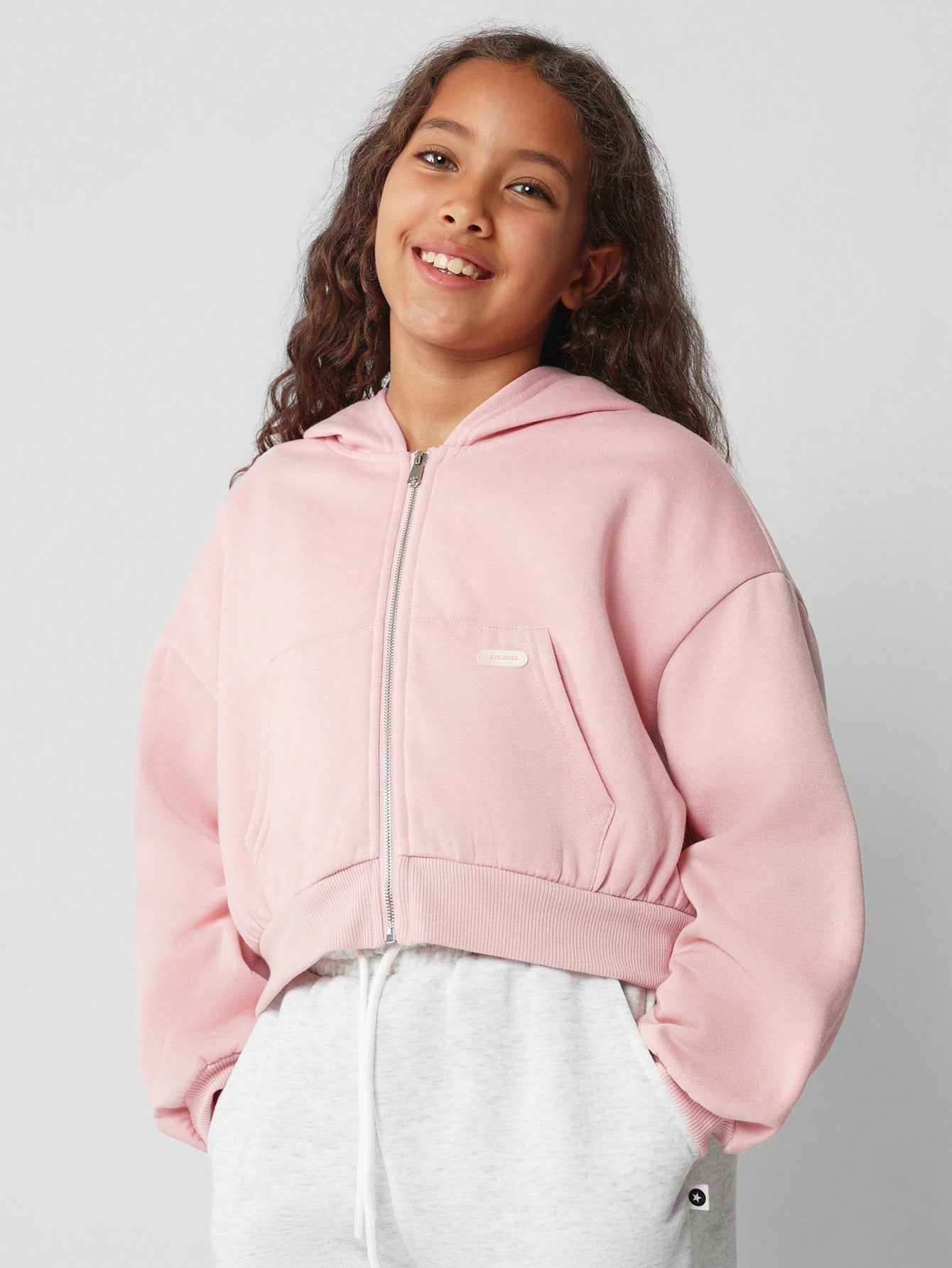 Tween Girls Comfy Crop Fit Zip-Up Hoodie