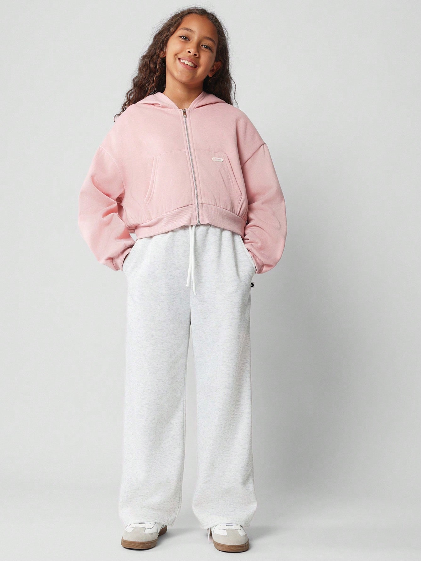 Tween Girls Comfy Crop Fit Zip-Up Hoodie