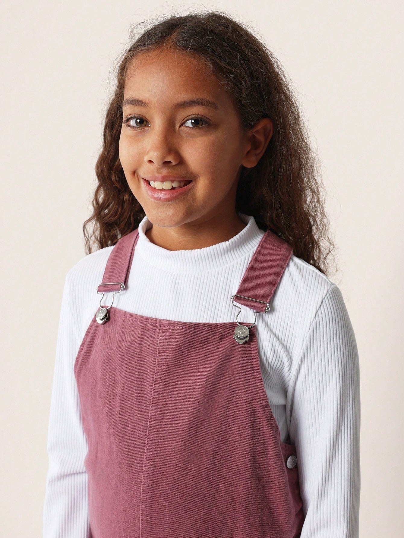 Tween Girls Comfy Rib Long Sleeve Top And Denim Dungaree Dress 2 Piece Set