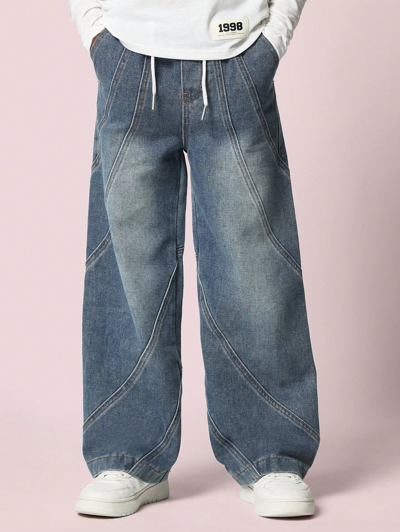 Tween Boys Relaxed Straight Fit Dirty Wash Seamed Pull On Jean