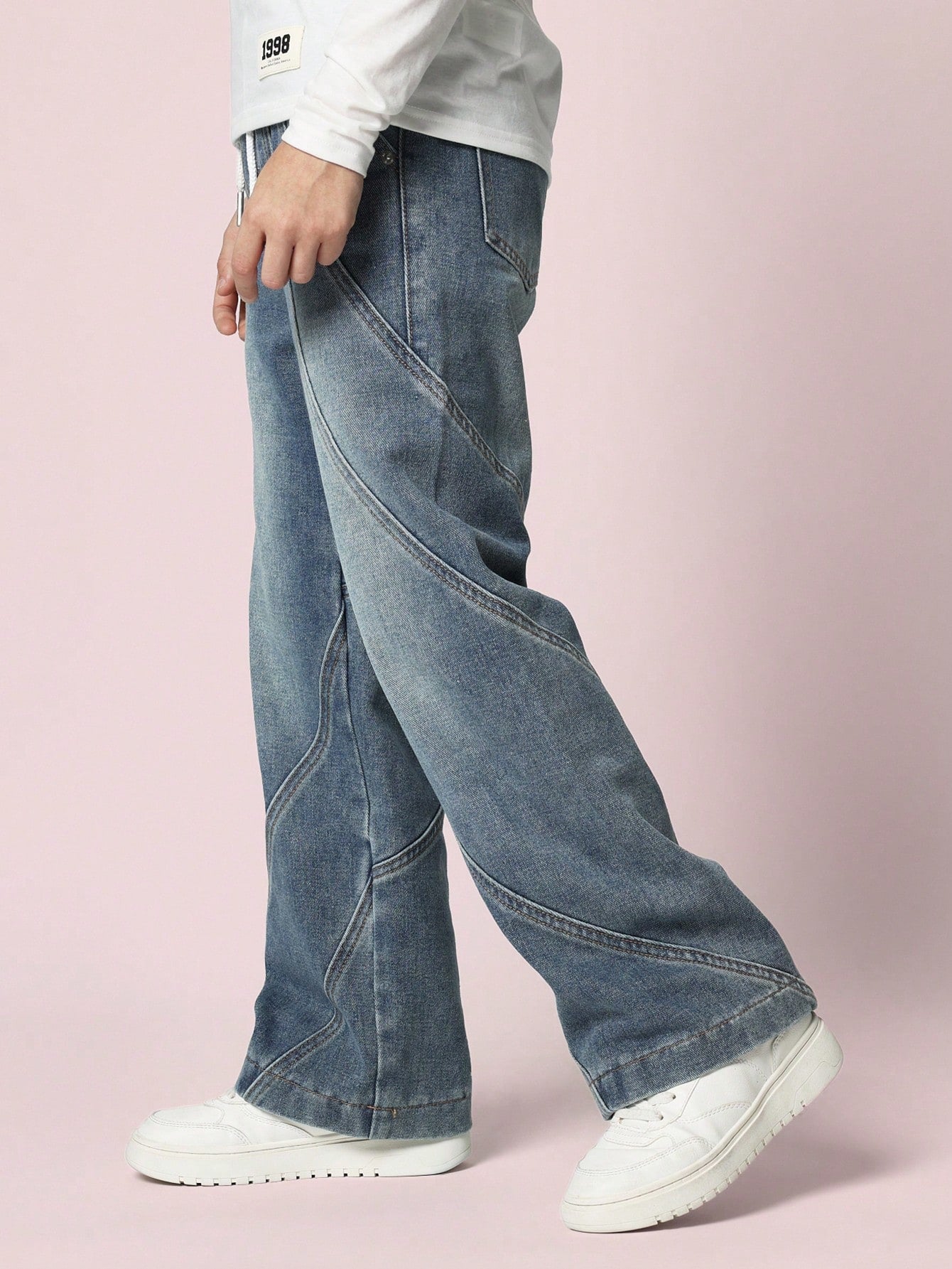 Tween Boys Relaxed Straight Fit Dirty Wash Seamed Pull On Jean