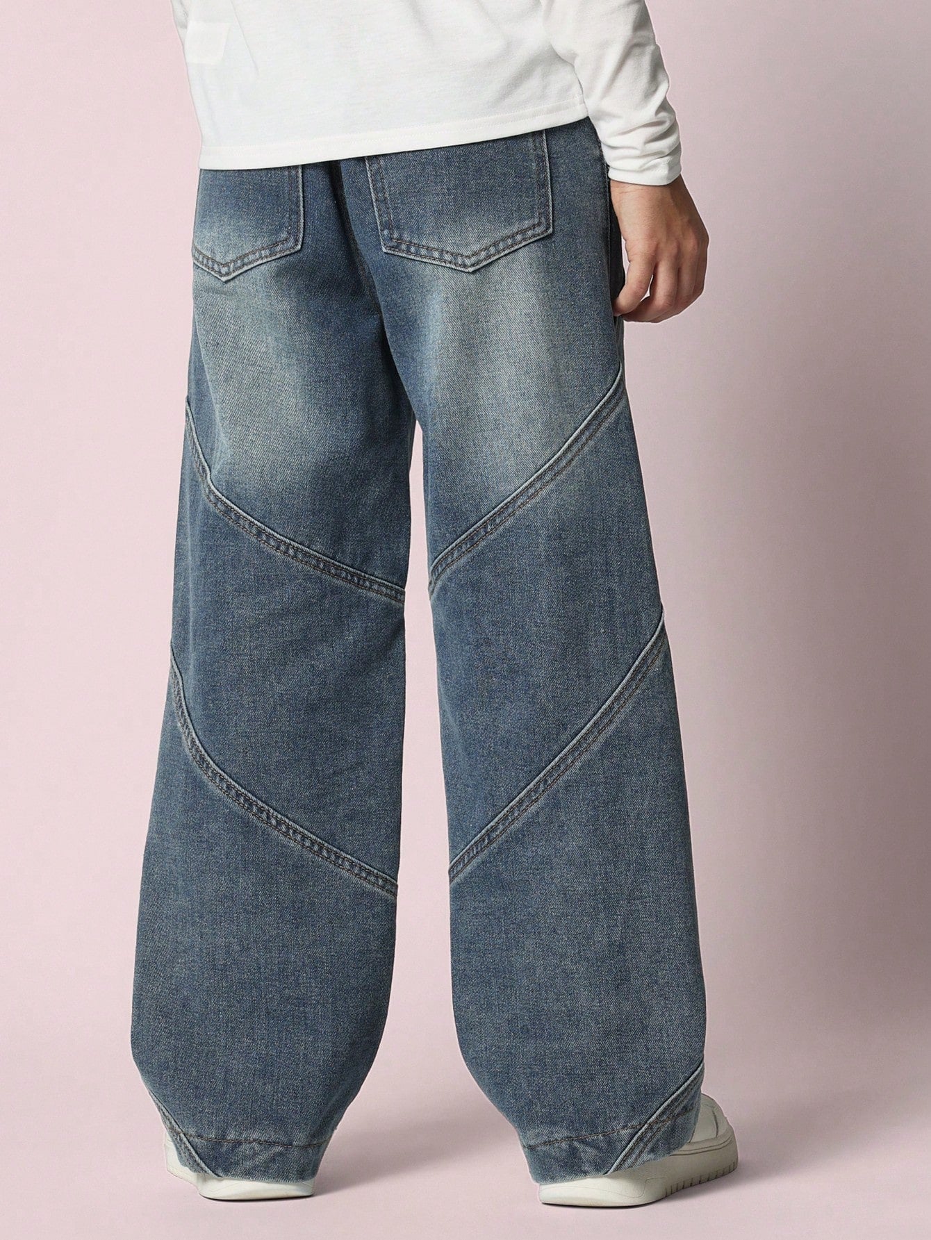 Tween Boys Relaxed Straight Fit Dirty Wash Seamed Pull On Jean