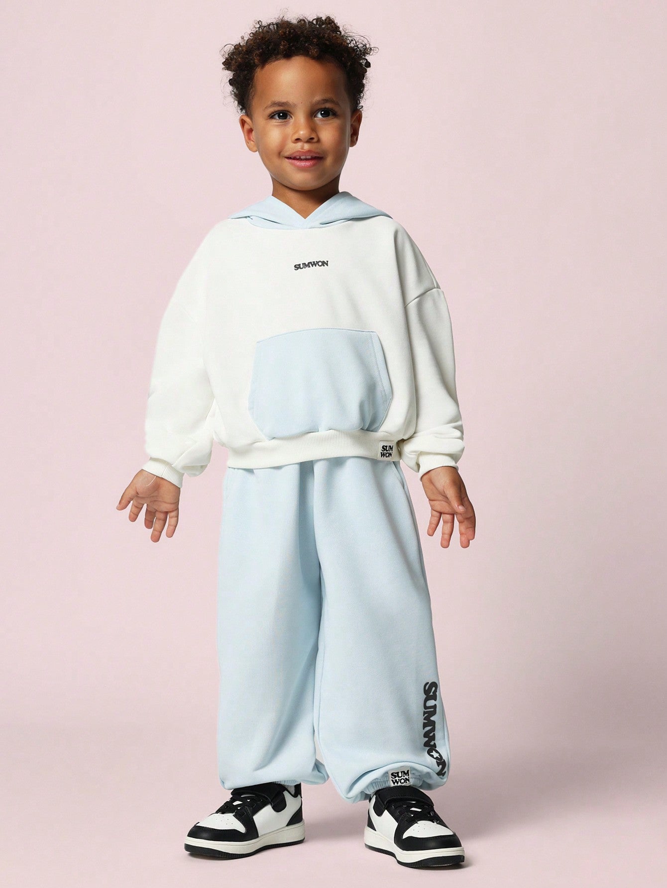 Young Boys Comfy Soft Colour Blocked Hoodie And Sweatpants 2 Piece Set