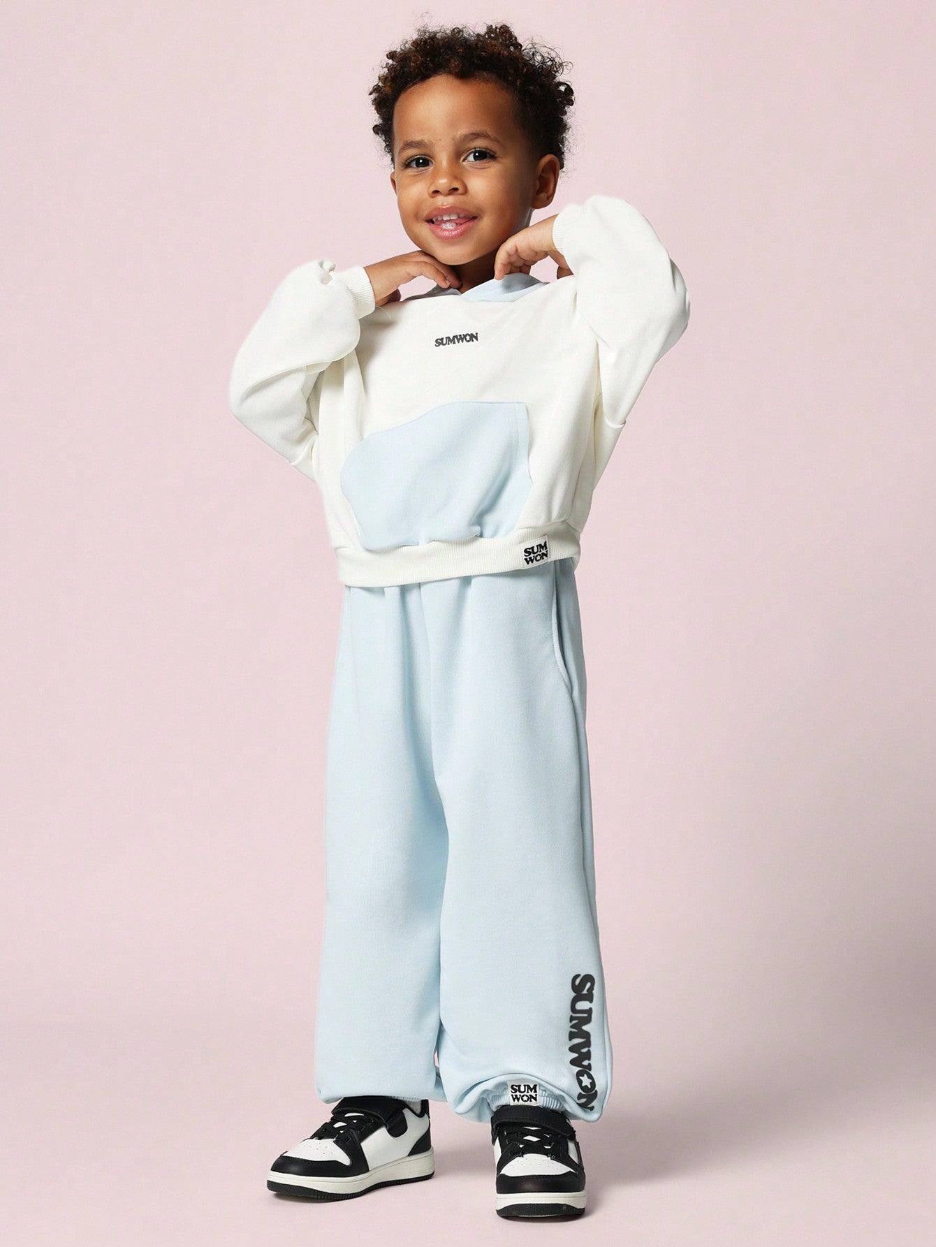 Young Boys Comfy Soft Colour Blocked Hoodie And Sweatpants 2 Piece Set