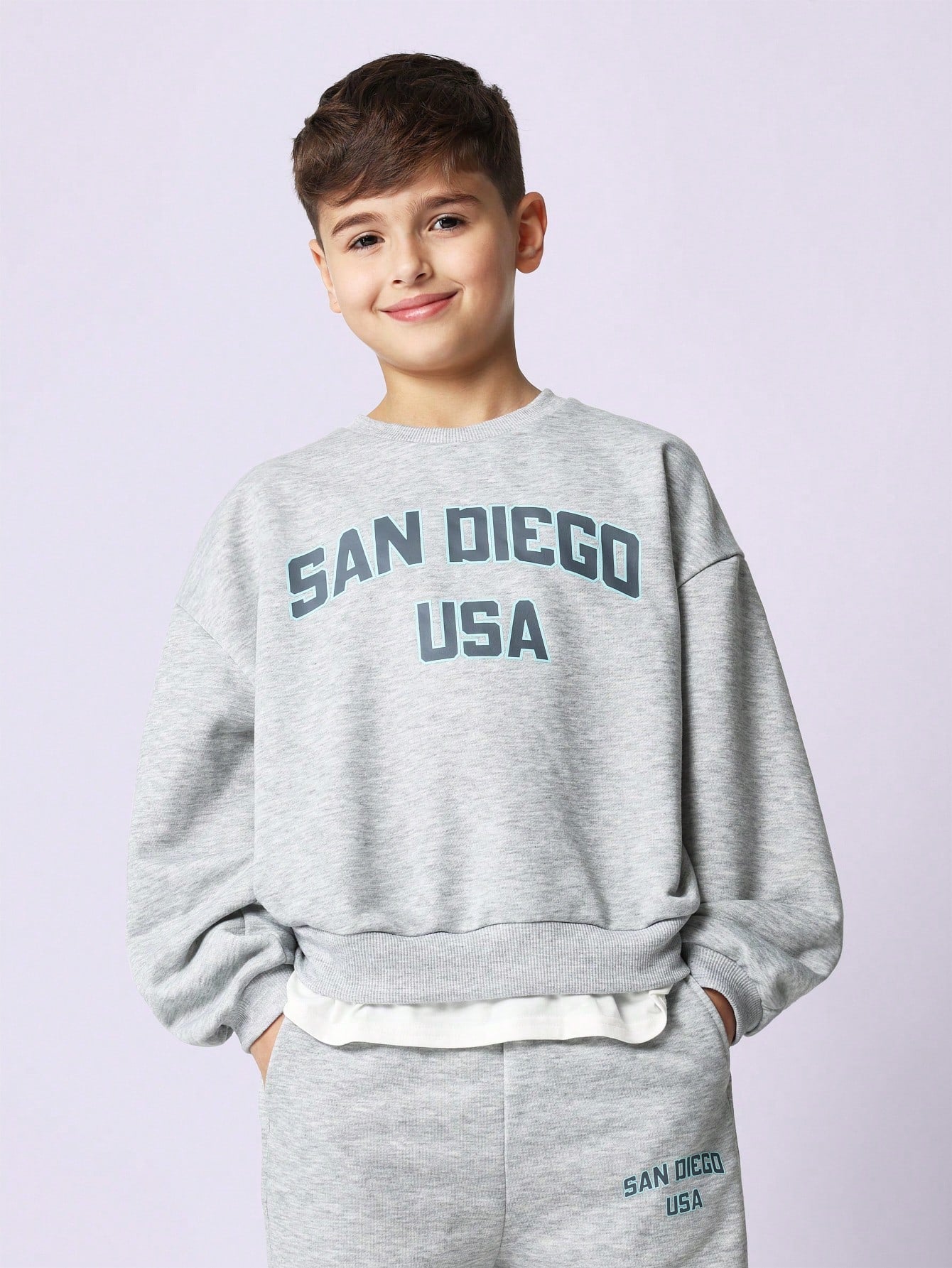 Tween Boys Comfy Regular Fit Double Layer Sweatshirt And Straight Fit Sweatpants 2 Piece Set