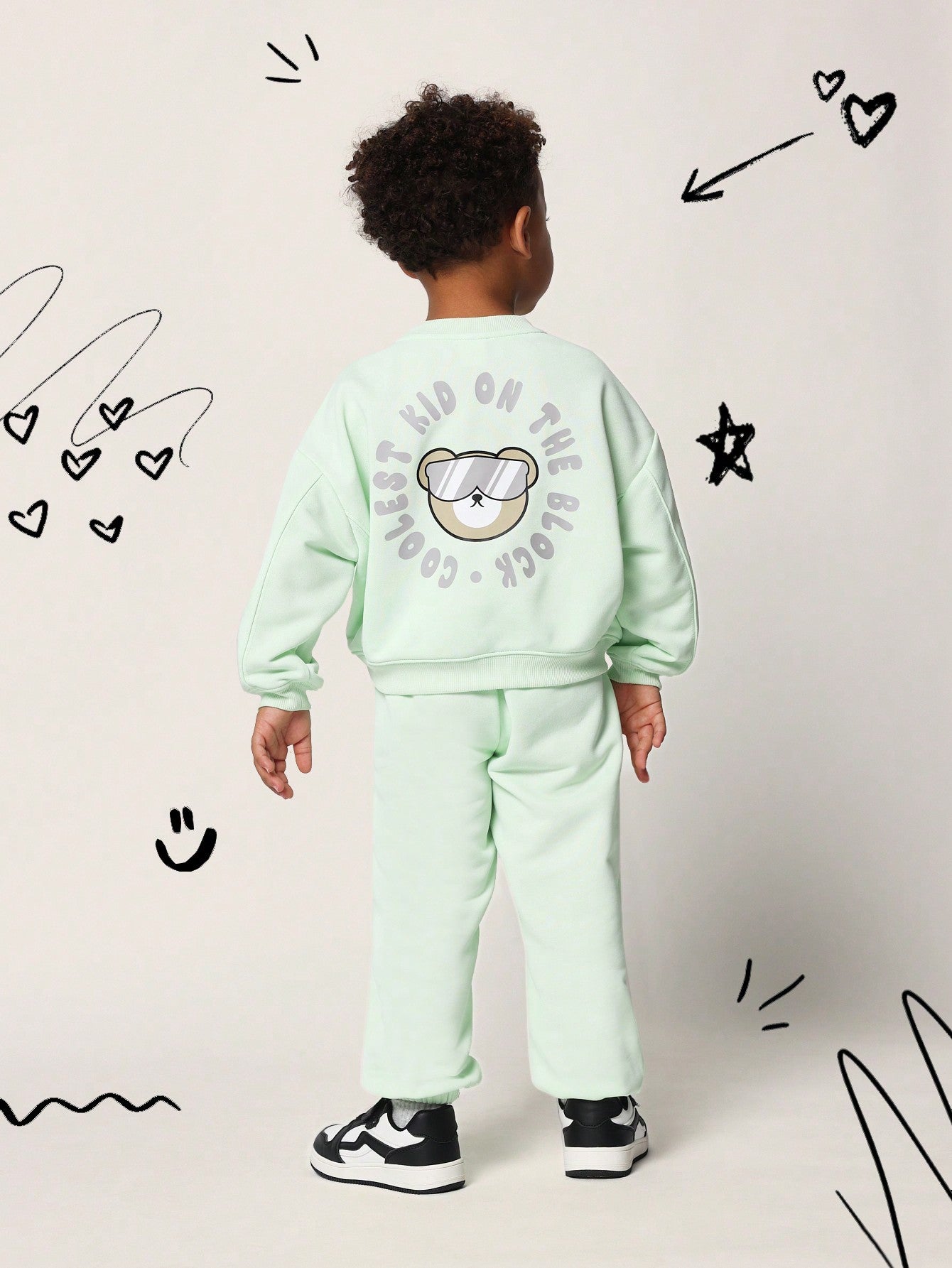 Young Boys Comfy Soft Graphic Printed Sweatshirts And Sweatpants 2 Piece Set