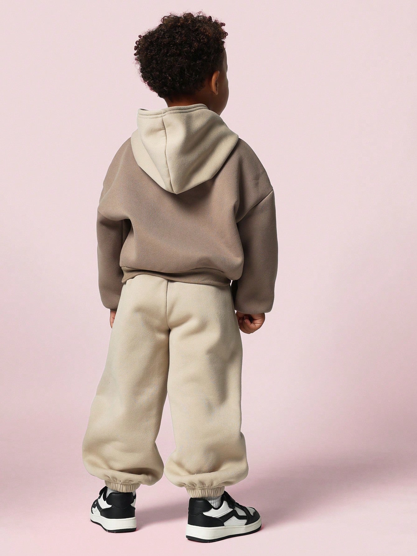 Young Boys Comfy Overhead Contrast Colour Panel Hoodie And Jogger 2 Piece Set