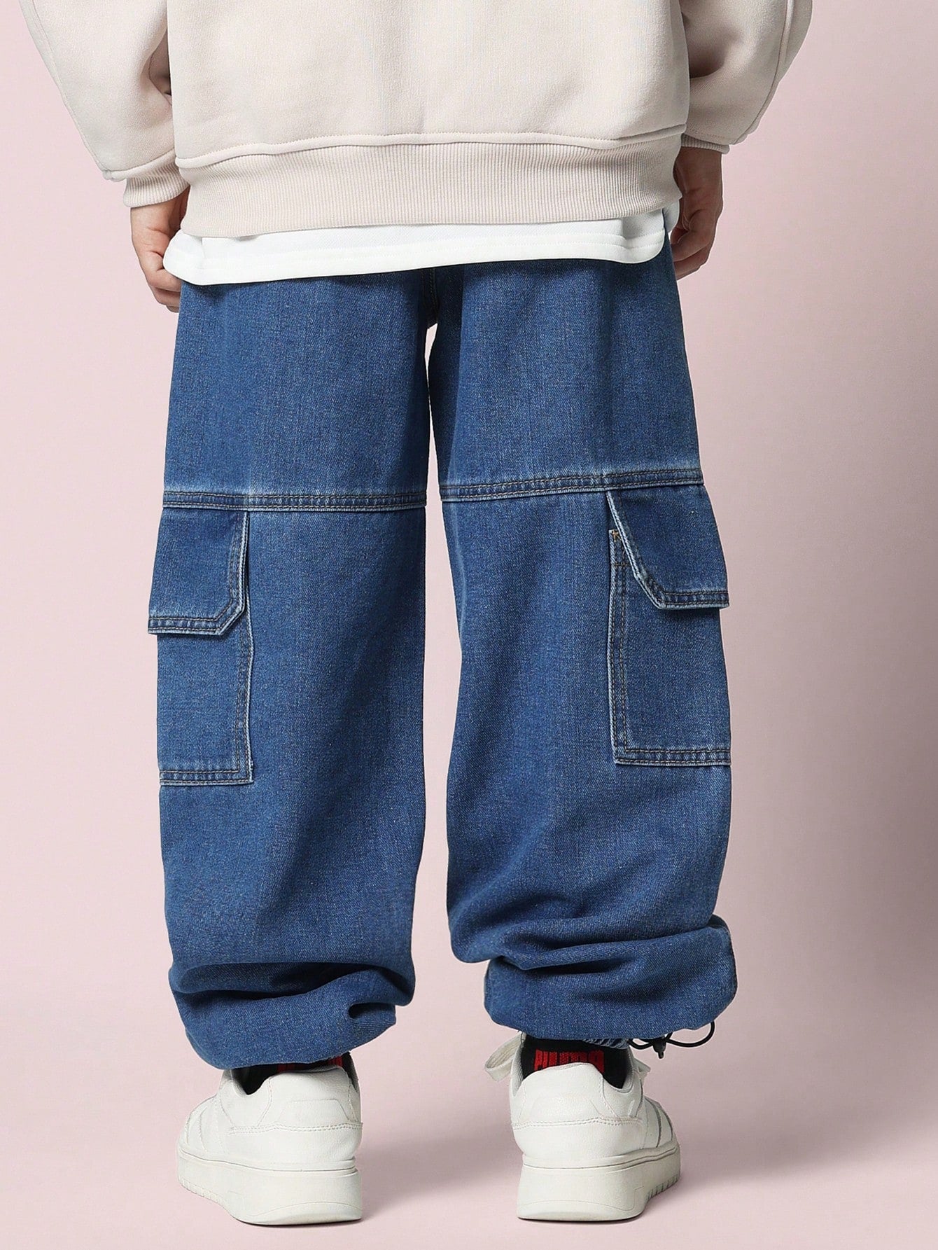 Tween Boys Comfy Relaxed Fit Cargo Denim Jogger Jean