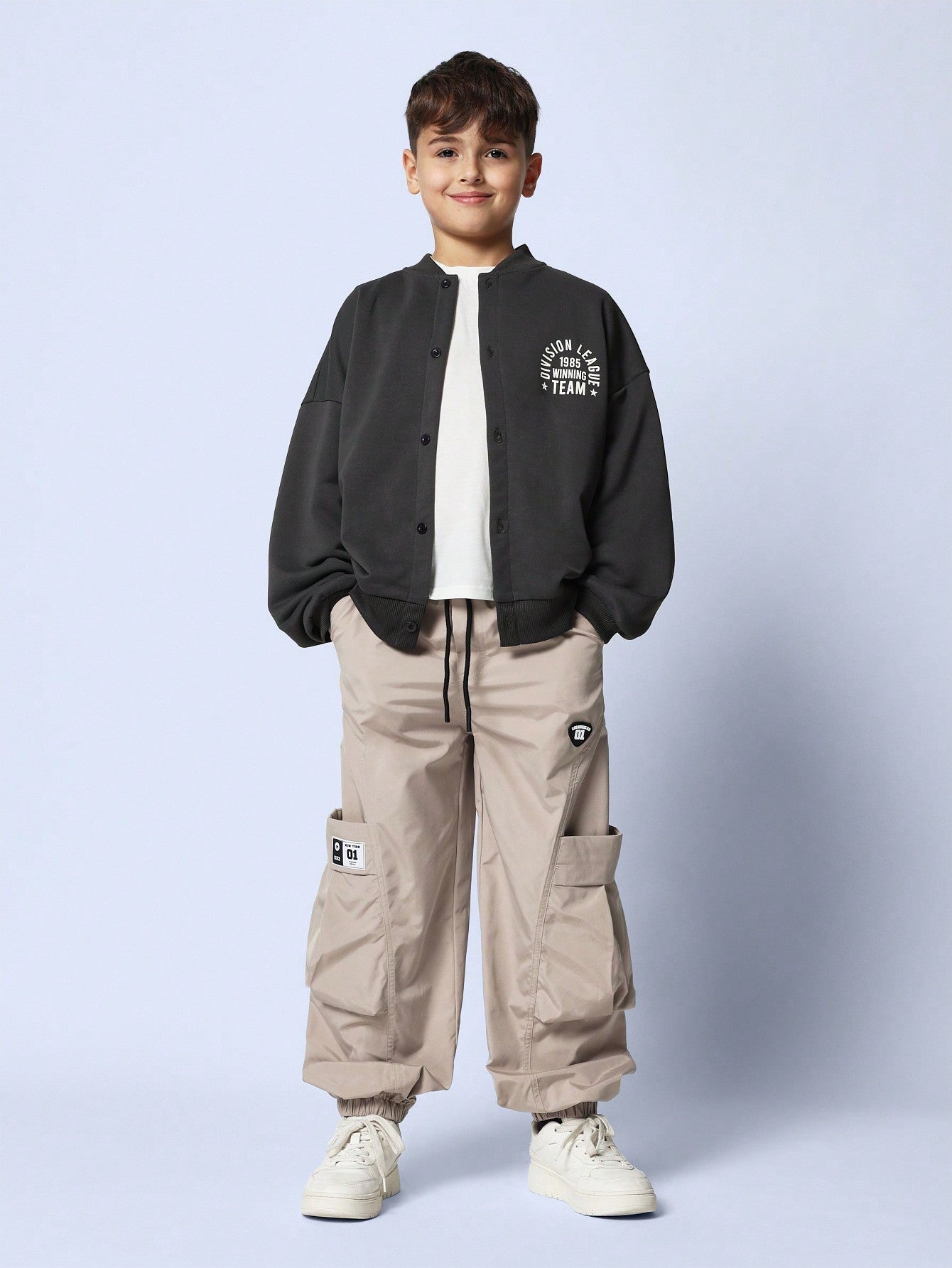 Tween Boys Comfy Straight Fit Pull On Nylon Cargo Pant