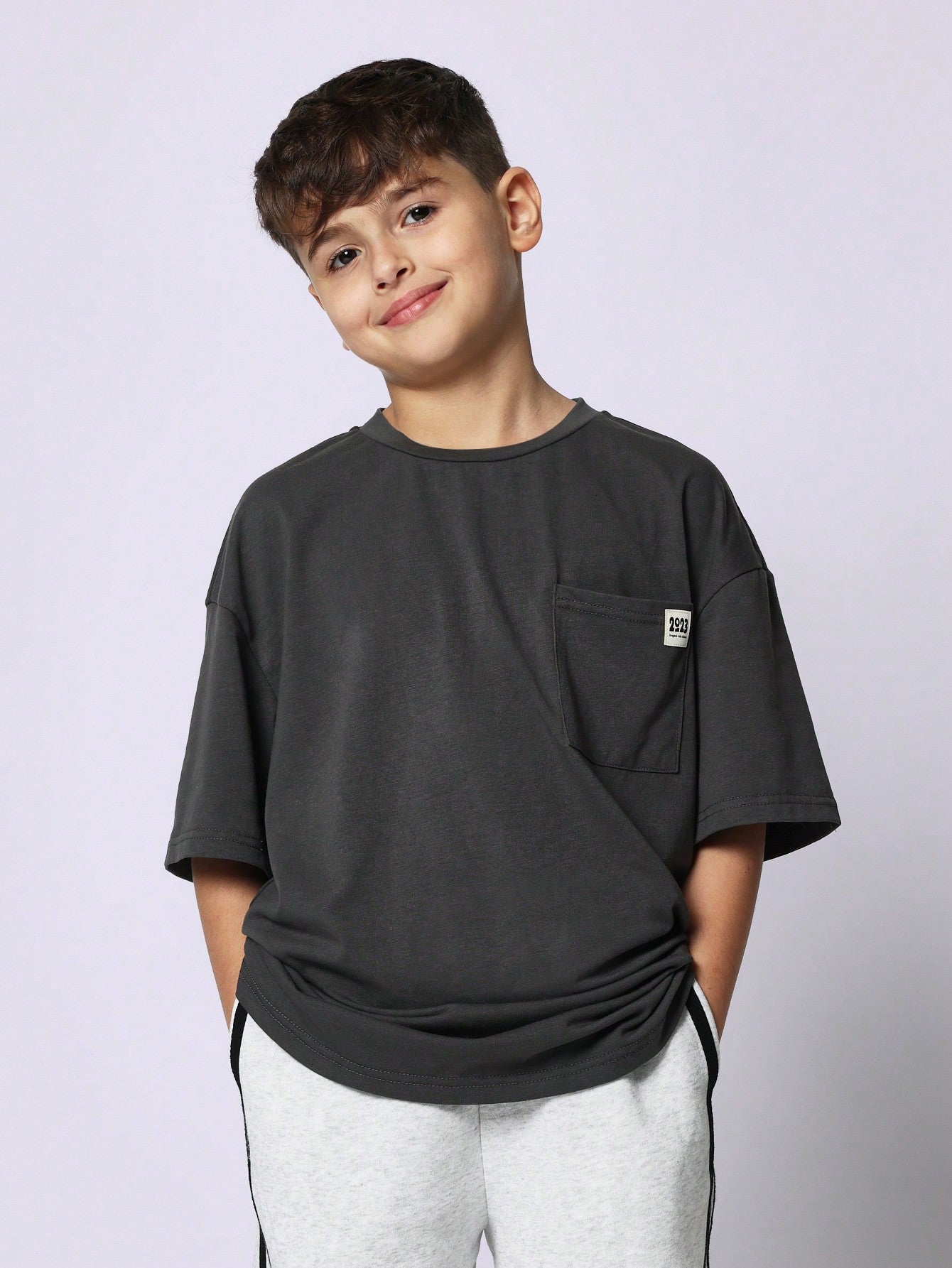 Tween Boys Comfy Oversized Fit Short Sleeve Tee With Pocket